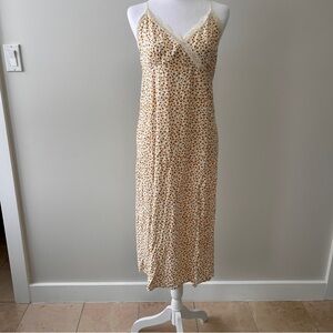 NoBo Juniors Large Lace Trim Midi Sundress CREAM Yellow Flower Babydoll Y2K